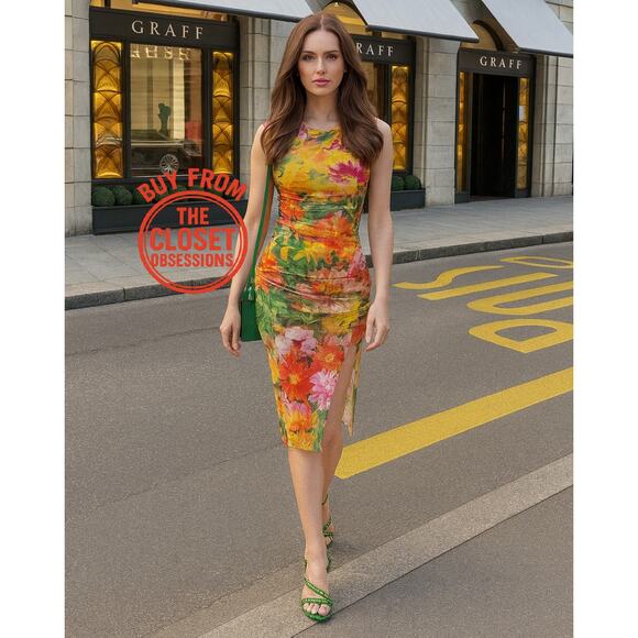 ZARA Draped Multicolor Midi Dress Blogger Fave NWT Size M - Picture 4 of 16